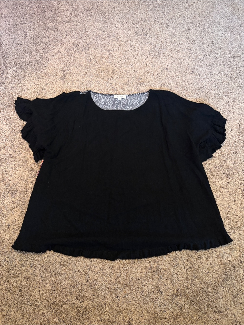 Umgee Black Ruffle Sleeve Women’s Top 1XL